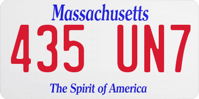 MA license plate 435UN7