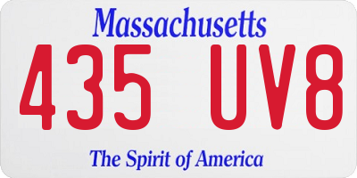 MA license plate 435UV8
