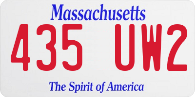 MA license plate 435UW2