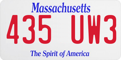 MA license plate 435UW3