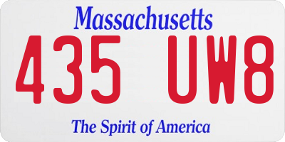 MA license plate 435UW8