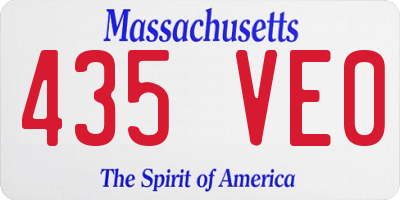 MA license plate 435VE0