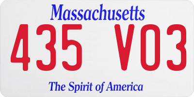 MA license plate 435VO3