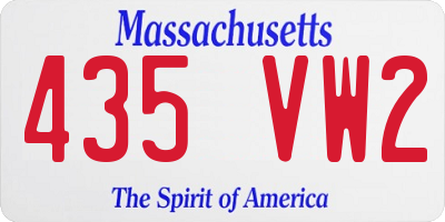 MA license plate 435VW2
