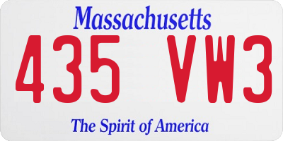 MA license plate 435VW3