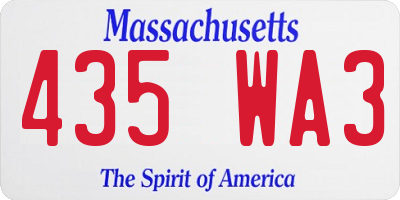 MA license plate 435WA3