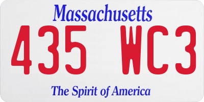 MA license plate 435WC3