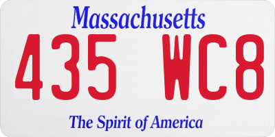 MA license plate 435WC8