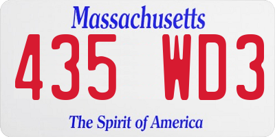 MA license plate 435WD3