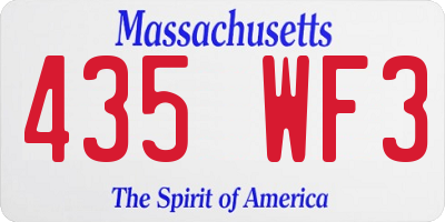 MA license plate 435WF3