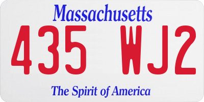 MA license plate 435WJ2