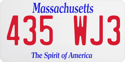 MA license plate 435WJ3