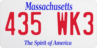 MA license plate 435WK3