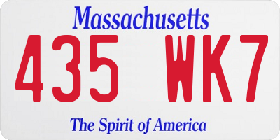 MA license plate 435WK7