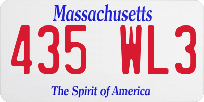 MA license plate 435WL3