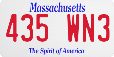 MA license plate 435WN3