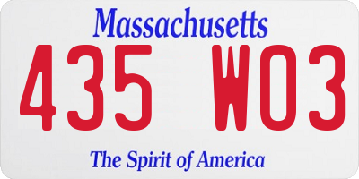MA license plate 435WO3