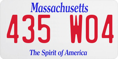 MA license plate 435WO4