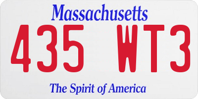 MA license plate 435WT3