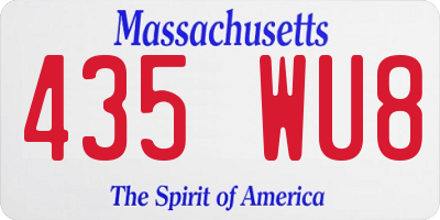 MA license plate 435WU8
