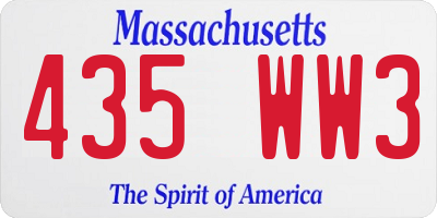 MA license plate 435WW3