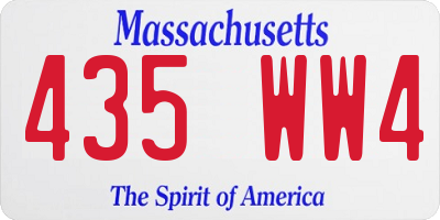 MA license plate 435WW4