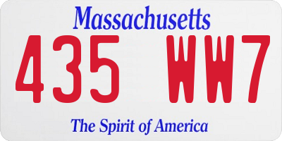MA license plate 435WW7