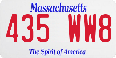 MA license plate 435WW8