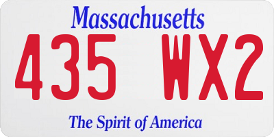 MA license plate 435WX2