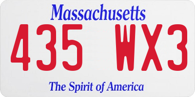 MA license plate 435WX3
