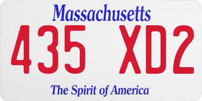 MA license plate 435XD2