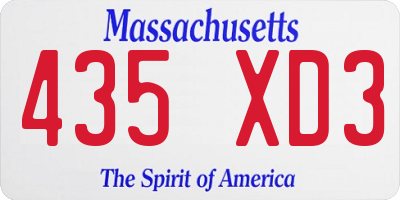 MA license plate 435XD3