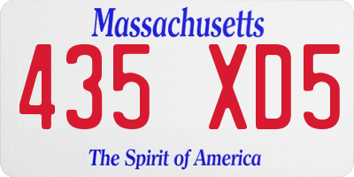 MA license plate 435XD5