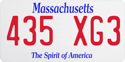 MA license plate 435XG3