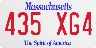 MA license plate 435XG4