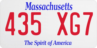 MA license plate 435XG7