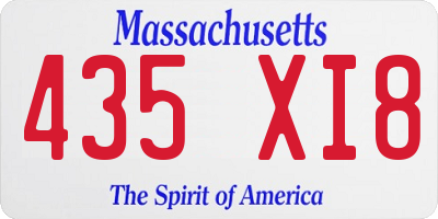 MA license plate 435XI8