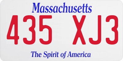 MA license plate 435XJ3