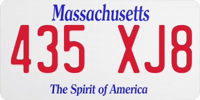 MA license plate 435XJ8