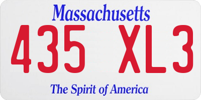MA license plate 435XL3