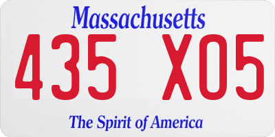 MA license plate 435XO5