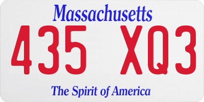 MA license plate 435XQ3