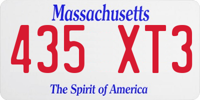 MA license plate 435XT3