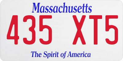 MA license plate 435XT5