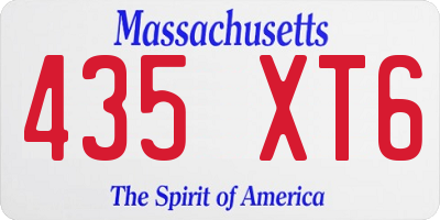 MA license plate 435XT6