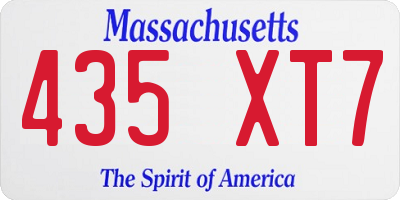 MA license plate 435XT7