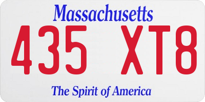 MA license plate 435XT8
