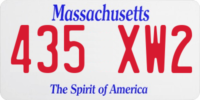 MA license plate 435XW2