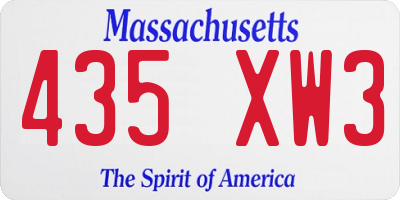MA license plate 435XW3