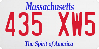 MA license plate 435XW5